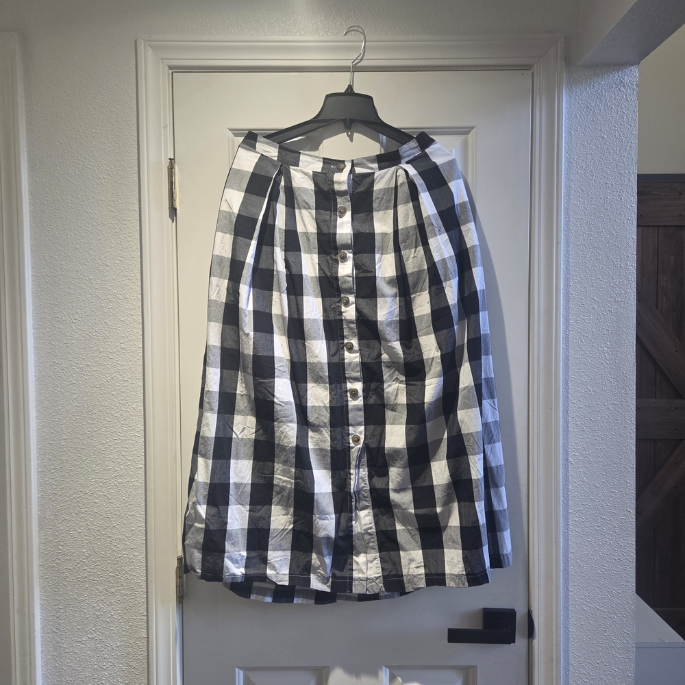 Who What Wear Monochrome Plaid Midi Skirt